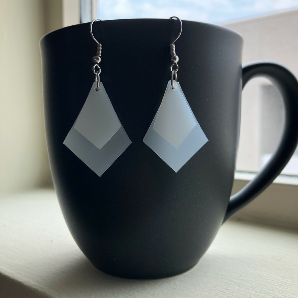 Handmade White Diamond Layered Earrings